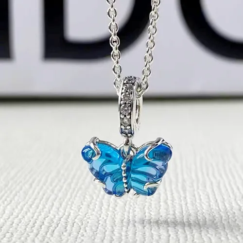 Vista 9 de Dijes de plata de ley 925, collar de tortuga marina, camaleón, mariposa, caracol, cangrejo, abalorio, abalorio, joyería, regalo para mujeres y niñas