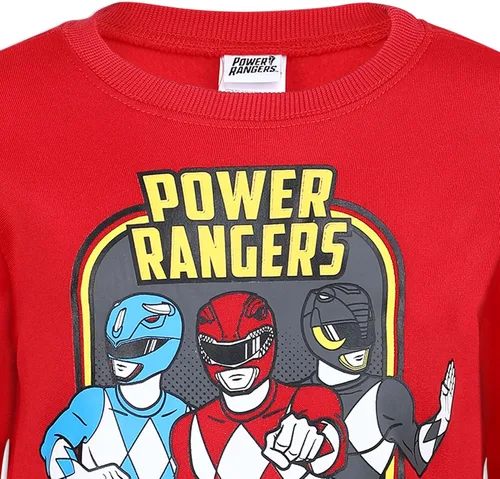 Vista 3 de Power Rangers Morphin Red Ranger, Blue Ranger, and Grey Ranger Boys Pullover Sweatshirt and Pants Set for Little Kids Red