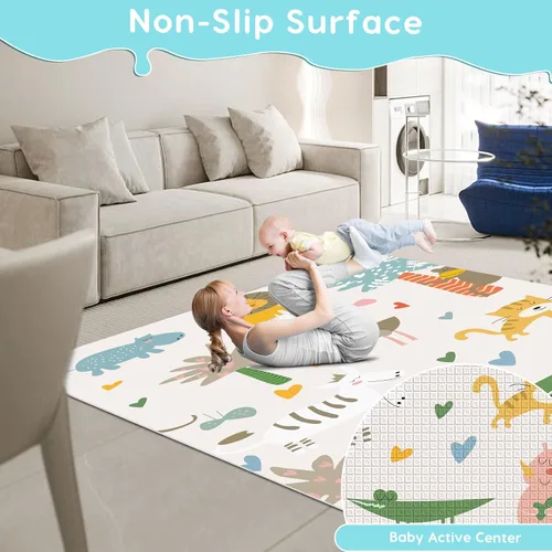 Vista 5 de Fshibila Corralito para bebés con alfombra, corralitos para bebés y niños pequeños, corralito de juego BabyFence para interiores y exteriores, patio