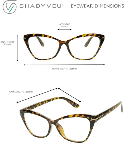 Vista 5 de ShadyVEU Lentes de sol sexy de ojo de gato con lentes transparentes, M