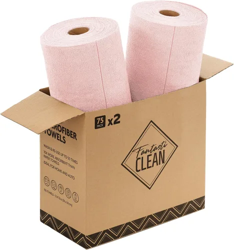 Vista 20 de Fantasticlean - Rollo de paño de limpieza de microfibra, 75 hojas, 12 x 12 pulgadas (beige) Super Absorbent, Lint-free, Tear-away Microfiber Towel