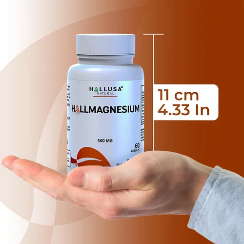 Vista 8 de Hallusa Natural Magnesio para calambres en las piernas, magnesio como óxido 500 mg, 60 cápsulas, suministro de 60 días, relajación muscular, alta