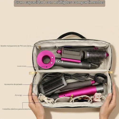 Vista 2 de BAGCRAZY Bolsa de viaje para herramientas para el cabello con alfombrilla resistente al calor, funda organizadora de herramientas para cabello Negro