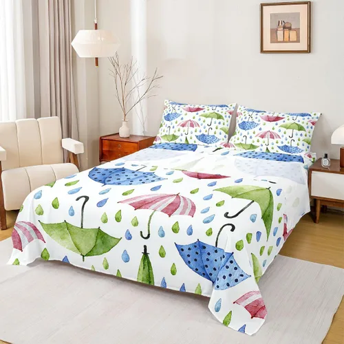 Vista 8 de Erosebridal Juego de sábanas de fresa, tamaño individual, diseño de fresa rosa para niñas y niños, sábana bajera ajustable de frutas tropicales