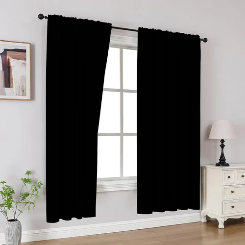 Vista 39 de CUCRAF Cortinas Opacas Beige de 45 Pulgadas, con Aislamiento Térmico Reductor de Ruido con Bolsillo para Barra, Cortinas de Ventana para Dormitorio