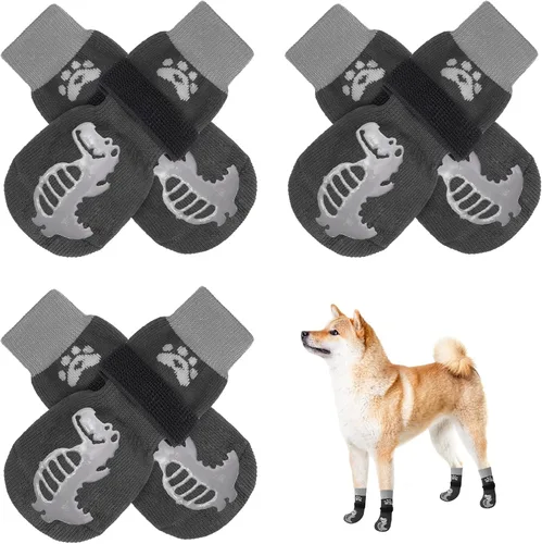 Vista 34 de BEAUTYZOO Calcetines antideslizantes para perros, zapatos de perro para pavimento frío/caliente, protectores de patas con empuñaduras, 3 pares