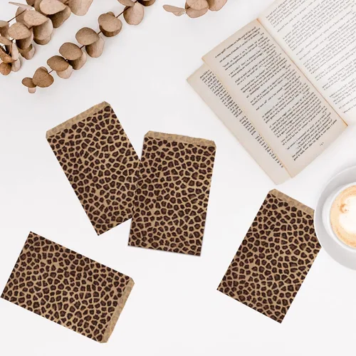 Vista 7 de Ikee Design 200 unidades de papel de 4 x 6 pulgadas con estampado liso o bolsas de estraza estampadas para dulces, galletas, mercancía, recuerdos