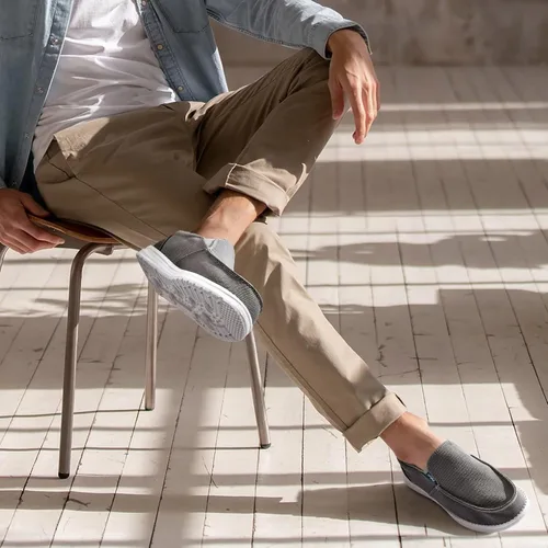 Vista 2 de Mocasines casuales para hombre, zapatos náuticos para hombre, cómodos, ligeros, de lona, antideslizantes, zapatos para caminar