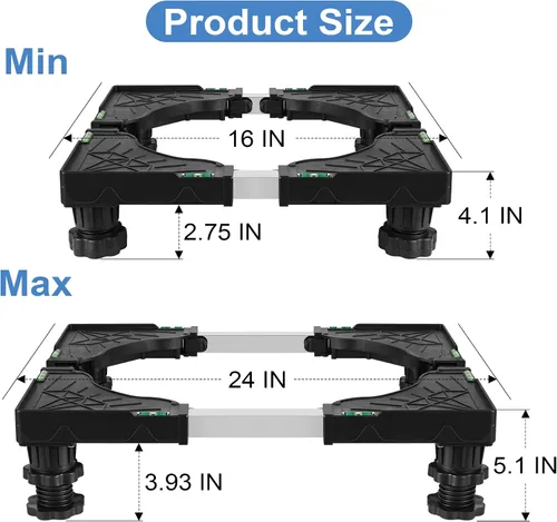 Vista 2 de ToLanbbt Mini soporte de nevera ajustable para lavadora y secadora con soporte de lavadora de 4 pies fuertes, base de soporte universal para muebles