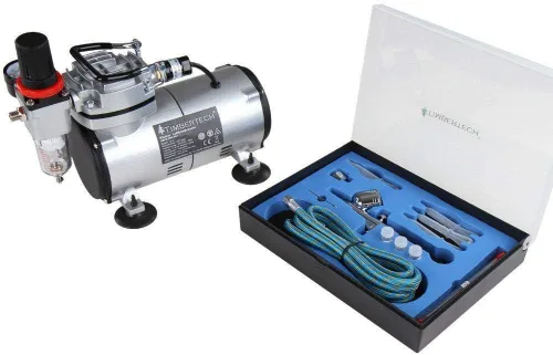 Vista 5 de TIMBERTECH Kit de aerógrafo con compresor, juego de compresor de aerógrafo multiuso, aerógrafo de doble acción con alimentación por gravedad