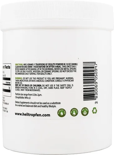 Vista 3 de Heiltropfen Polvo de zeolita Suplemento dietético 3 veces activado 1 lb - 454 g Desintoxicación Clinoptilolita 94%+-3 Polvo mineral