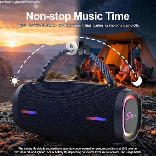 Vista 3 de Bluetooth Speaker for Outdoor & Party, Portable Karaoke Machine for Adults