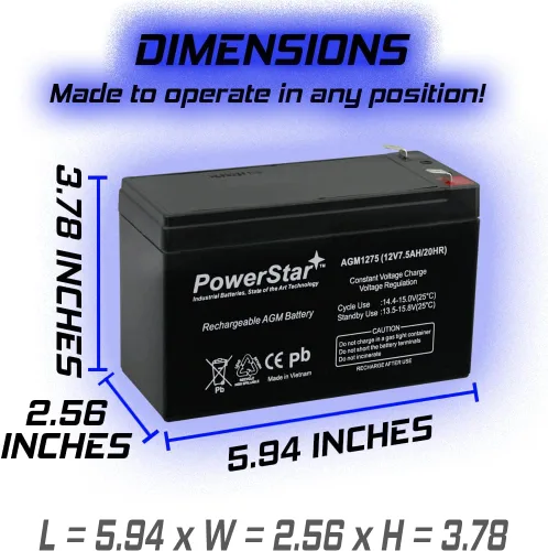 Vista 7 de PowerStar Batería de repuesto de 12V 7.5AH para APC ES500 ES550 LS500 RBC110 RBC2