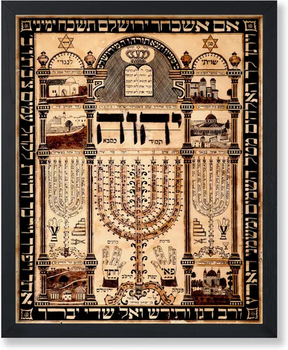Vista 27 de Poster Master Póster religioso clásico, impresión espiritual vintage, regalo para artista, amigo, placas shiviti, libro de oraciones hebreo, judío
