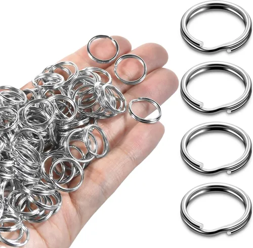Vista 13 de 300 llaveros pequeños dorados de 1/2 pulgada, anillos divididos de doble bucle, mini llavero de metal para llavero, etiqueta de collar de mascotas