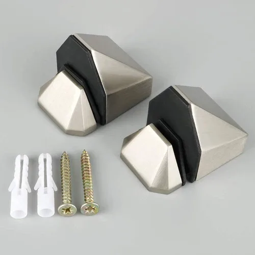 Vista 3 de Soporte de pared ajustable de metal para madera/vidrio, 2 unidades o un par, níquel cepillado (paquete de 2)