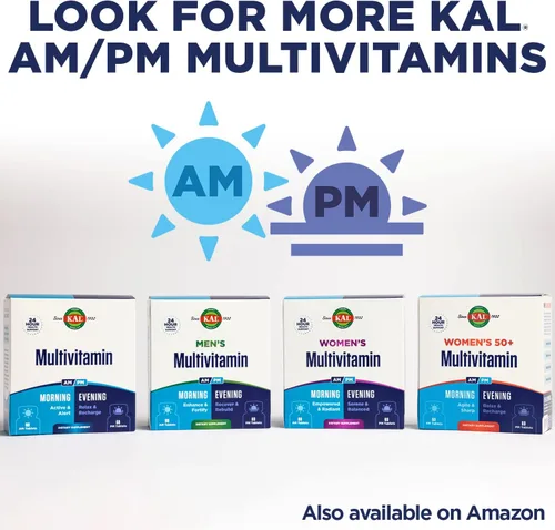 Vista 7 de KAL Plus Multivitamínico 2 en 1 para mujeres mayores de 50 años, vitamina B y D AM/PM, biotina, ginkgo biloba, fuerza ósea y apoyo inmunológico
