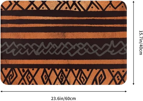 Vista 3 de Tapete de tela de barro africano con estampado tribal para puerta delantera, tapete de baño absorbente antideslizante para interiores, para entrada
