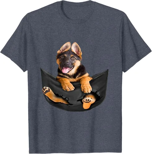 Vista 102 de Dog Lovers Gifts - Camiseta divertida con cara de perro con bolsillo, Negro, S