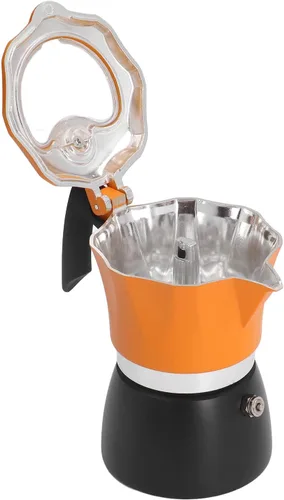 Vista 5 de CHICIRIS Cafetera espresso para estufa, olla de aluminio con parte superior de vidrio, cafetera italiana moca, capacidad de 1 taza, 5.1 fl oz/5 oz