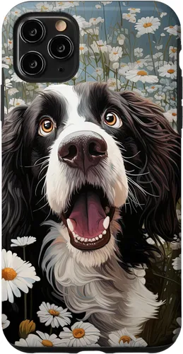 Vista 11 de Carcasa divertida para iPhone 14 con diseño de perro con margarita