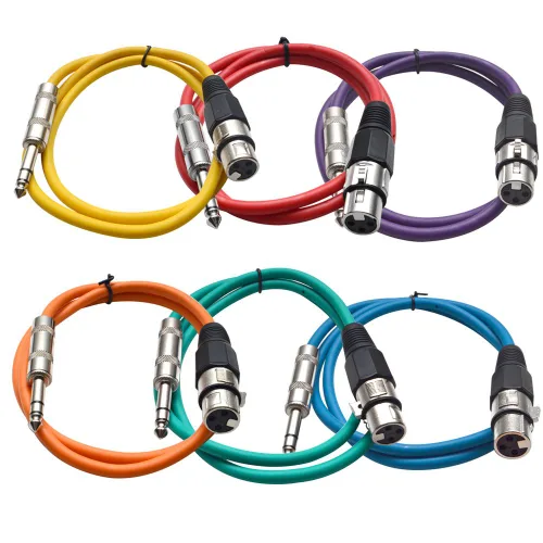 Vista 22 de Seismic Audio - SATRXL-F2 - Cable de conexión XLR naranja de 2 pies hembra a 1/4" TRS