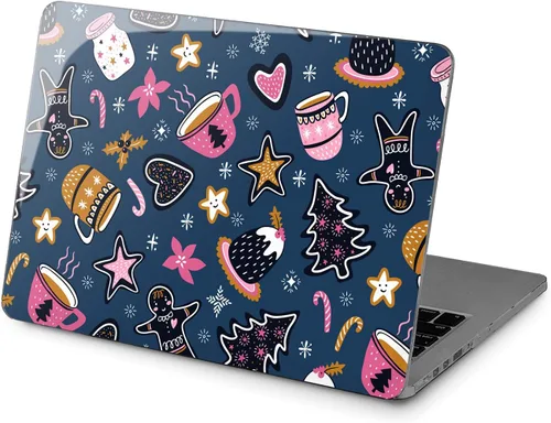 Vista 7 de Funda rígida compatible con MacBook Pro 16 14 M3 M2 2023 M1 Pro 13 2022 Air 13 2021 Retina 2020 Mac 11 12 Laptop patrón de invierno copo de nieve