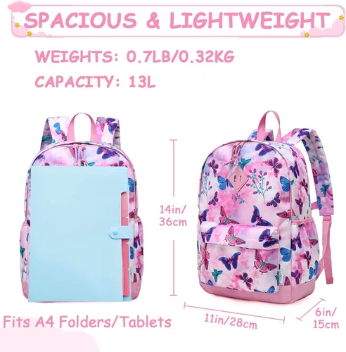 Vista 2 de VASCHY - Mochilas para niños y niñas, ligeras, resistentes al agua, con correa para el pecho