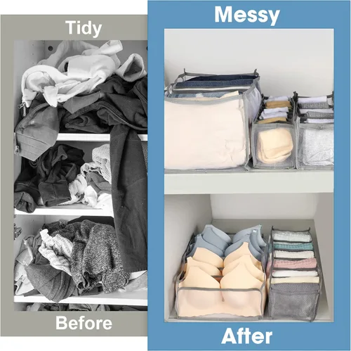 Vista 6 de 14 unidades de 6 tamaños diferentes mejorados, organizador de ropa para armario, organizador de jeans plegable para almacenamiento de pantalones