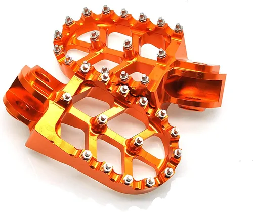 Vista 2 de MZS Estriberas para Moto de Cross, 2001-2018 Estribo de Motocicleta Adventure MX Pedal CNC Naranja Compatible con Modelos 65 85 125 150 200 250 300