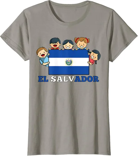 Vista 73 de Camiseta salvadoreña del Mes de la Herencia Hispana con la bandera de El Salvador para niños, Negro