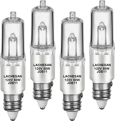 Vista 7 de JDE11 - Bombilla halógena E11 de 120 V, 75 W, E11, base de mini candelabro regulable T4 (bombilla LED E11 de reemplazo), 2700 K blanco cálido