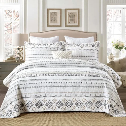 Vista 8 de Colchas Tamaño Queen - Juegos de Colcha y Cubrecama Queen, Juego de Ropa de Cama Acolchada 100% Algodón para Cama Queen, 3 Piezas Edredón Ligero