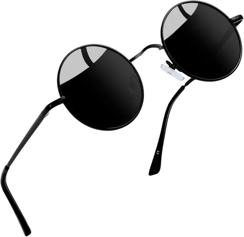 Vista 35 de Joopin Gafas de sol redondas pequeñas Hippie Circle Teashades Traje de protección UV Todo negro