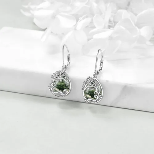 Vista 92 de Aretes colgantes con forma de lágrima de filigrana de piedra lunar de plata de ley 925 con cierre de palanca para mujer, regalos de joyería