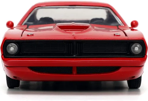 Vista 3 de Jada Toys Big Time Muscle 1:24 1973 Plymouth Barracuda - Coche fundido a presión rojo/negro, juguetes para niños y adultos