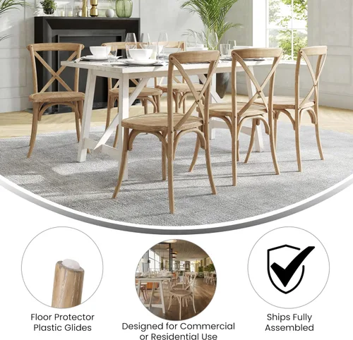 Vista 4 de Flash Furniture Silla de madera con respaldo en X, natural Acabado teñido a mano, construcción duradera, uso comercial