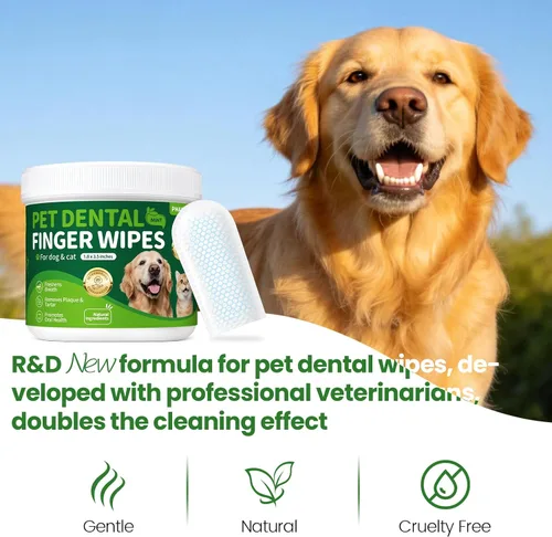 Vista 2 de Kit de cepillado de dientes para mascotas, 60 toallitas