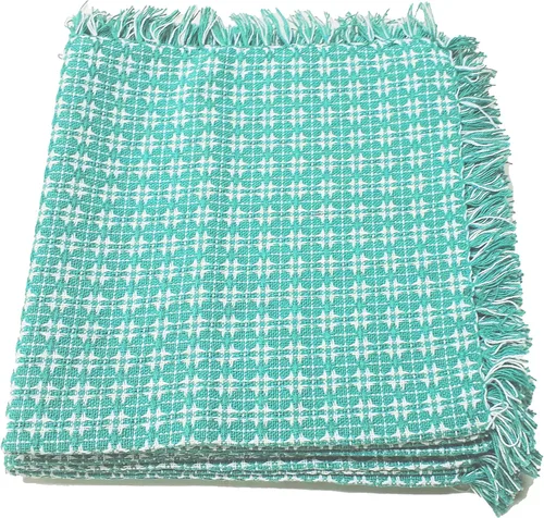 Vista 15 de Juego de 6 servilletas, verde botella tejidas con flecos, servilletas 100% algodón, tamaño 20x20 pulgadas, adecuadas para cenas formales, comidas