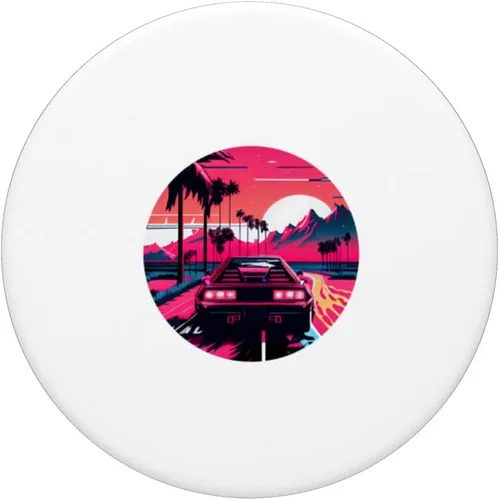 Vista 3 de Retrowave Synthwave 80s Design For The Eighties Music Lovers PopSockets Swappable PopGrip