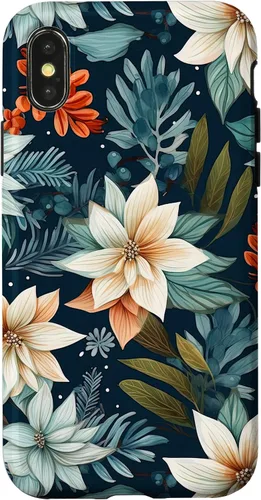 Vista 5 de iPhone 16 Aesthetic Christmas Floral Pattern Winter Flower Girl Women Case