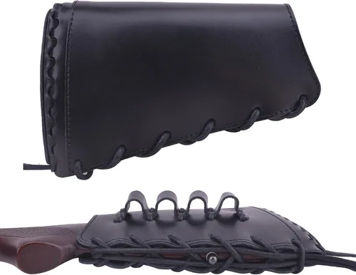 Vista 5 de Almohadilla de cuero para mejilla de culata cosida a mano para rifle 38/357 45-70 308 .22LR 12GA Mano zurda - Negro