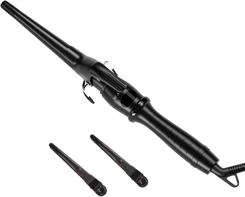 Vista 7 de Plancha rizadora de cabello Wazor1.5 pulgdas, rizadora cónica de cerámica, pantalla digital, vara de rizado con ajuste de temperatura y apagado