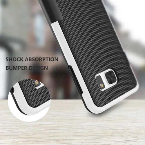Vista 3 de Jeylly Funda para Galaxy S7, [3 colores] Slim Hybrid Impact Rugged Soft TPU Negro