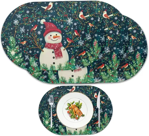 Vista 11 de Autumn Placemats Set of 2 Waterproof Wipeable 12X18 Inch Faux Leather Non Slip Heat Resistant Mats for Thanksgiving Dinner Outdoor Decor