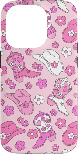 Vista 17 de iPhone 16 Pink Cowgirl Aesthetic Cowboy Boots Cowboy Hat Western Cute Case