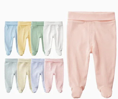 Vista 5 de Teach Leanbh Paquete de 3 pantalones con pies para bebé, leggings casuales de cintura alta de algodón