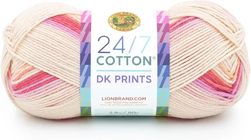 Vista 19 de Lion Brand Yarn Estampados DK de algodón 24/7, hilo para tejer, ganchillo y manualidades, azul, paquete de 1