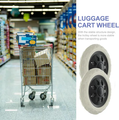 Vista 5 de SOLUSTRE Ruedas de repuesto para carrito de compras de 2 piezas de 6.3 pulgadas para carga de carrito