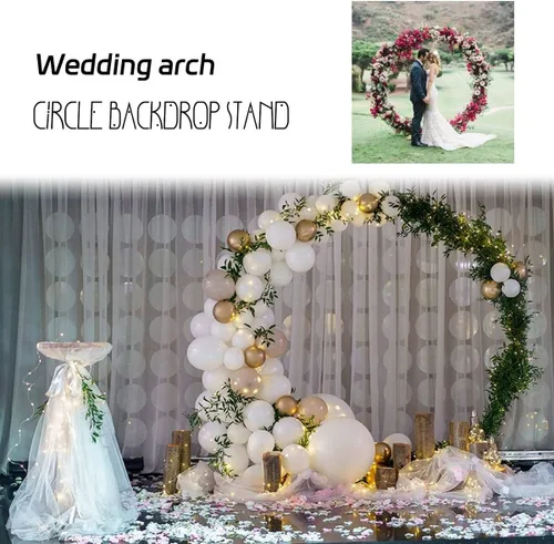 Vista 5 de Wedding Arch Arco para Globos con Base 6.6ft 3.3ft 4.9ft Round Arch Backdrop Stand for Wedding Birthday Party Ceremony Special Festival Backdrop
